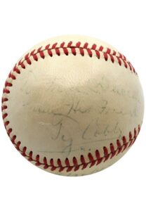 Ty Cobb Single-Signed & Inscribed OAL Baseball