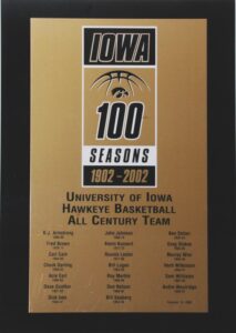 University of Iowa All-Century Team Plaque Presented to Fred “Downtown” Brown