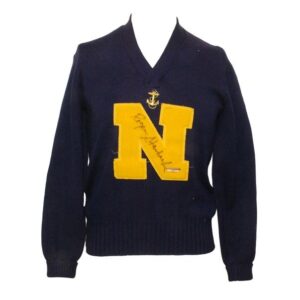 Vintage Early 1960’s Navy Letterman’s Sweater Autographed by Roger Staubach