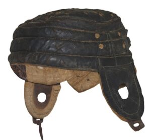 Vintage Flat Top Dog Eared Leather Football Helmet