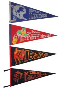 Vintage NFL Pennants – Chicago Bears, San Francisco 49ers & Detroit Lions