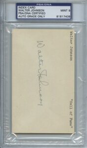 Walter Johnson Autographed and Encapsulated Index Card