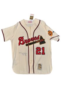 Warren Spahn Milwaukee Braves Autographed Home Mitchell & Ness Jersey