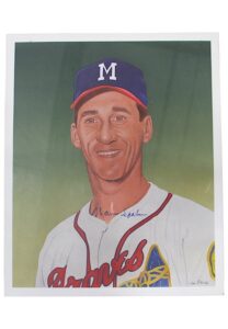 Warren Spahn Signed Original Jim Bliss Art