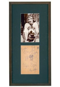 Wayne Gretzky 14-Year-Old Signed & Doodled #99 Autographed Practice Sheet Framed Display