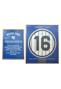 Whitey Ford NY Yankees Monument Park Autographed Retired Number & Plaque