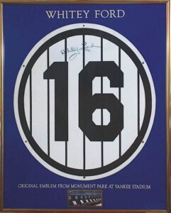 Whitey Ford NY Yankees Monument Park Autographed Retired Number & Plaque