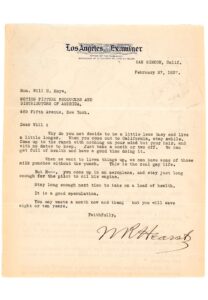 William Randolph Hearst Signed Letter