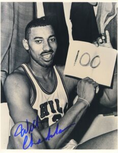 Wilt Chamberlain Autographed 100 Point Game Photo