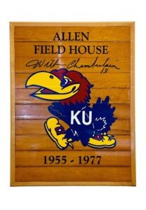 Wilt Chamberlain Signed Kansas University Original Allen Fieldhouse 18×24 Court Piece