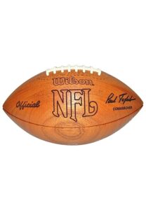 Wooden Football Display Autographed By Roger Staubach