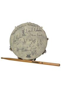 “World Classic Rockers” Played & Autographed Tambourine Including Nick St. Nicholas & Rosilee & Used Drumstick