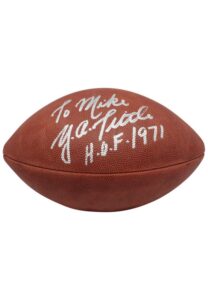 Y. A. Tittle Single-Signed & Inscribed Football