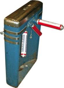 Yankee Stadium Turnstile with Daily News Ads on the Arms. Made by Perey