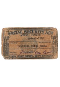 Yogi Berra’s Signed Personal Social Security Card