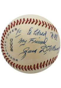 Zack Wheat Single-Signed & Inscribed Baseball