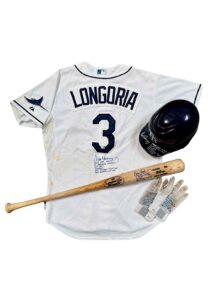 10/3/2012 Evan Longoria Tampa Bay Rays 3 Home Run Game-Used & Autographed Jersey, Bat, Helmet & Batting Gloves