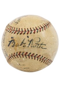 1927/28 NY Yankees ONL Team-Signed Baseball Including Grover Cleveland Alexander