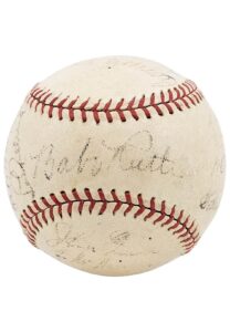 1934 Tour Of Japan Team-Signed Baseball With Ruth, Gehrig, Foxx, Berg & Others