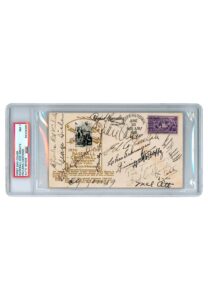 1939 Inaugural Hall of Fame First Day Cover Signed By Cobb, Young, Foxx, Speaker, Ott, Hornsby & Others