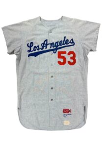 1966 Don Drysdale LA Dodgers Game-Used Road Flannel Jersey