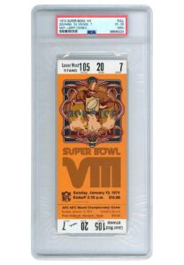 1974 Super Bowl VIII Full Ticket – Miami Dolphins vs. Minnesota Vikings