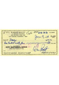 1978 Warren Beatty Signed Check