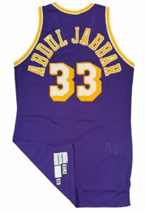 1986-87 Kareem Abdul-Jabbar LA Lakers Game-Used & Autographed Jersey