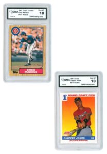 1987 Topps Traded Greg Maddux #70T Rookie & 1991 Score Chipper Jones #671 Rookie