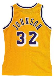 1990-91 Magic Johnson LA Lakers Game-Used Home Jersey