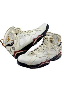 1992-93 Michael Jordan Bulls Game-Used & Autographed Air Jordan VII Shoes