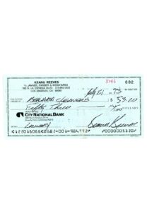 1993 Keanu Reeves Signed Check