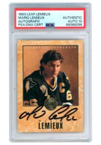 1993 Leaf Mario Lemieux Auto Card #1546/2000