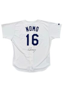 1995 Hideo Nomo LA Dodgers Rookie Game-Used & Autographed Jersey