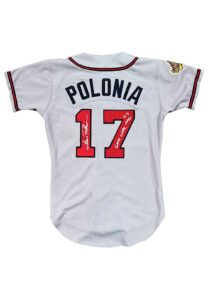 1996 Luis Polonia Atlanta Atlanta Braves World Series Game-Used & Autographed Jersey