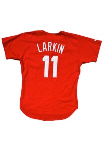 1998 Barry Larkin Cincinnati Reds Player-Worn BP Jersey