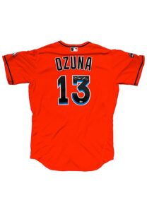 2017 Marcell Ozuna Miami Marlins Game-Issued & Autographed Jersey