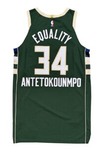 2019-20 Giannis Antetokounmpo Milwaukee Bucks Social Justice Game-Used Jersey