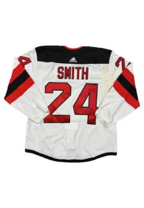 2020-21 Ty Smith NJ Devils Game-Used & Autographed Jersey