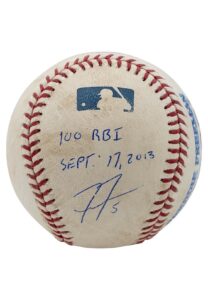 9/17/2013 Freddie Freeman Atlanta Braves Game-Used 100th RBI ONL Baseball