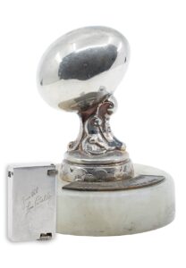 Abbott and Costello Jack and the Beanstalk Golden Egg Crew Trophy and Lou Costello Engraved Aluminum Presentation Lighter