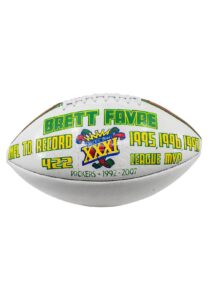 Brett Favre Green Bay Packers NFL TD Record Painted Presentational Football