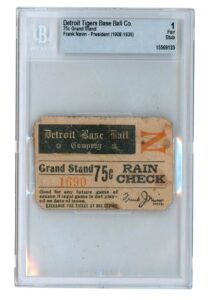 Circa 1915 Detroit Base Ball Tigers Ticket Stub