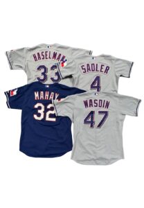 Early 2000s Haselman, Wasdin, Mahay, & Sadler Texas Rangers Game-Used Jerseys