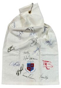 Golf Towel Signed by 15 Hall of Famers Including Nicklaus, Palmer & Al Kaline