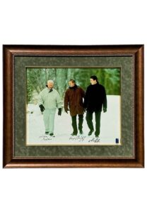 Gordie Howe, Wayne Gretzky & Mario Lemieux Framed and Signed Canvas #91/199