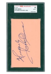 Jesse Owens Signed 3×5 Notecard