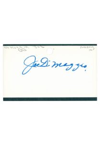 Joe DiMaggio Signed Index Card