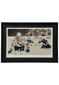 Mario Lemieux Framed & Signed Lithograph by Artist Tom Robb #428/995