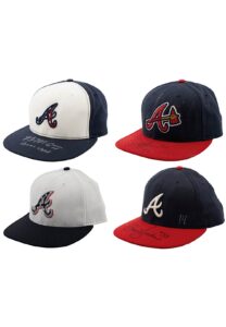 Tim Hudson, Jason Heyward, Brian Jordan & Brian McCann Atlanta Braves Game-Used Caps